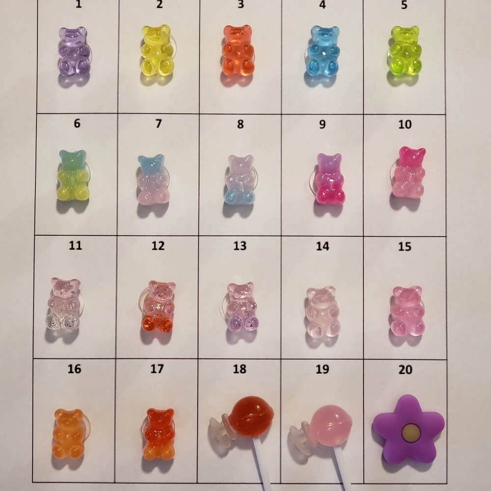 20pc Set Shoe Charms for Crocs Clog Jibbitz Gummy Bear Lollipop Candy Kawaii